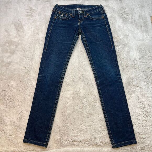 True Religion Womens 26x30 Julie Skinny Jeans Denim Stretch Made in USA Low Rise - Picture 1 of 10